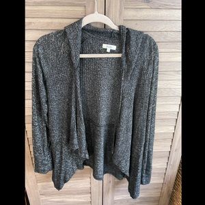 Dark gray waffle knit cardigan